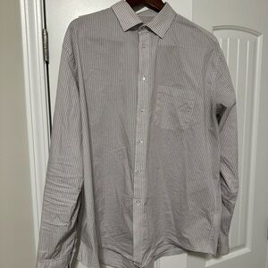 Calvin Klein Men's Light Gray Plaid Button Down Shirt